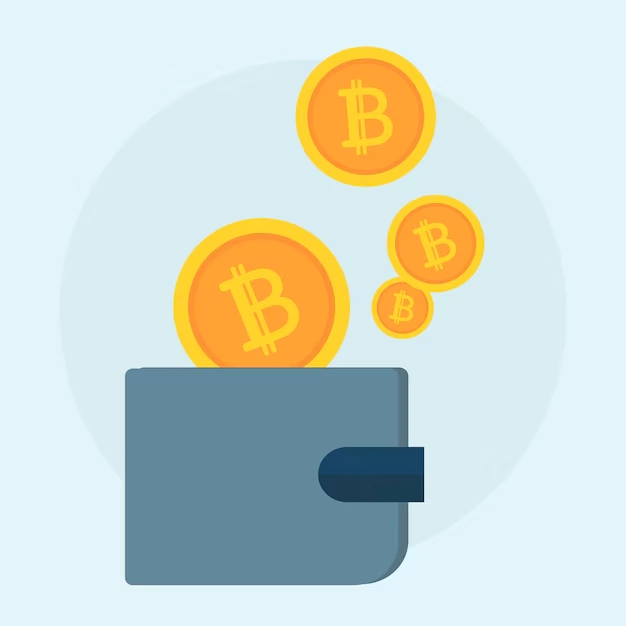 Bitcoin-mynter som faller ned i en digital lommebok