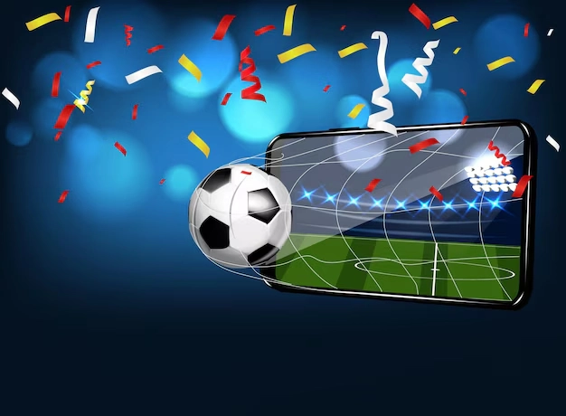 Mobil betting på fotball med ball og stadionlys